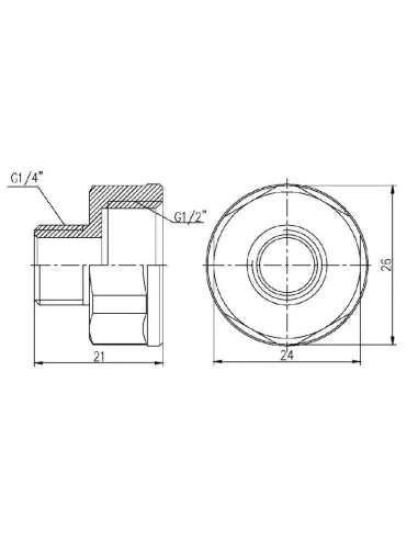 Переходник латунный SD Forte ВН SF360156 1/2 х 1/4 дюйма - 2