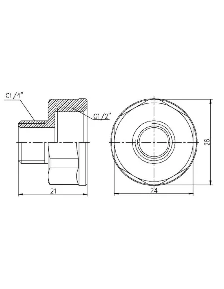Переходник латунный SD Forte ВН SF360156 1/2 х 1/4 дюйма - 2