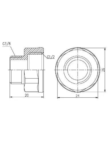 Переходник латунный SD Forte ВН SF360159 1/2 х 3/8 дюйма - 2