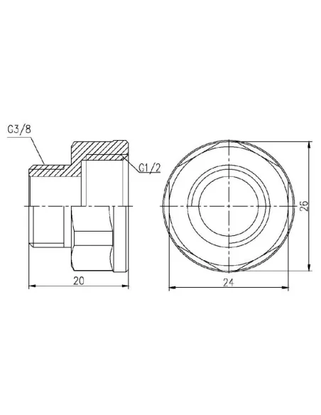 Переходник латунный SD Forte ВН SF360159 1/2 х 3/8 дюйма - 2