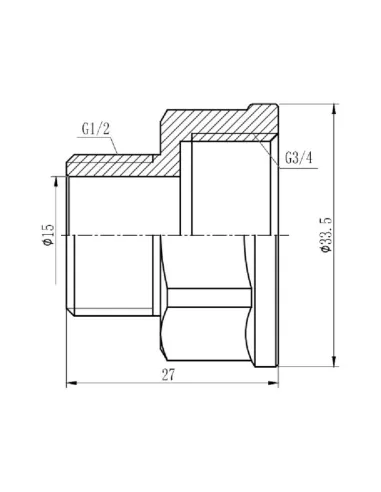 Перехідник латунний SD Forte ВН SF3602015 3/4 х 1/2 дюйми - 2