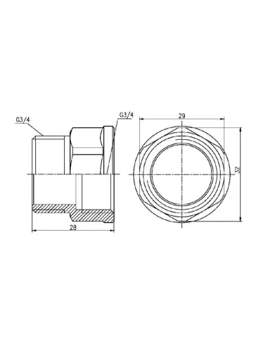 Перехідник латунний SD Forte ВН SF3602020 3/4 х 3/4 дюйми - 2