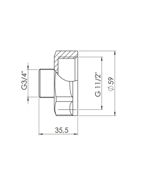 Переходник латунный SD Forte ВН SF3604020 1 1/2 х 3/4 дюйма - 2