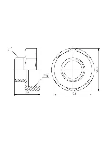 Переходник латунный SD Forte ВН SF3604025 1 1/2 х 1 дюйм - 2