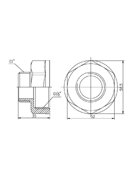 Переходник латунный SD Forte ВН SF3604025 1 1/2 х 1 дюйм - 2