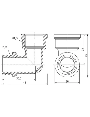 Уголок латунный SD Forte ВН SF37215 1/2 дюйма - 2