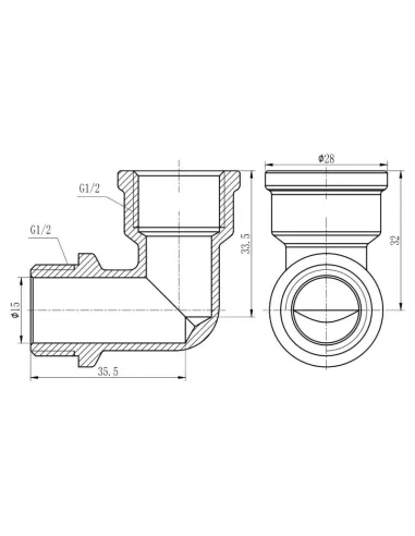 Уголок латунный SD Forte ВН SF372H15 хром, 1/2 дюйма - 2