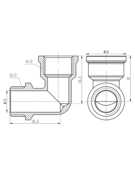 Уголок латунный SD Forte ВН SF372H15 хром, 1/2 дюйма - 2