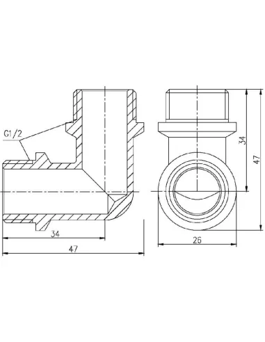 Кутник латунний SD Forte ПН SF37315 1/2 дюйма - 2