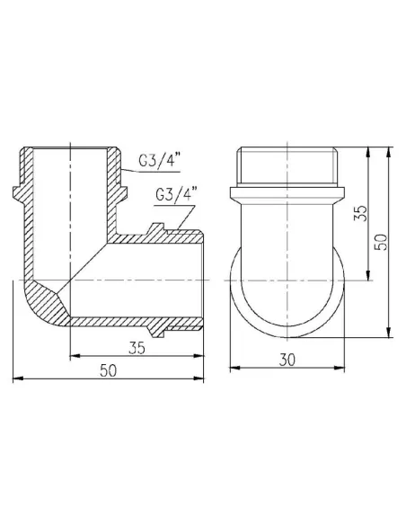 Уголок латунный SD Forte НН SF37320 3/4 дюйма - 2