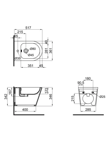 Біде підвісне Q-Tap Scorpio QT1455053FW White, 515x360x345 мм - 2