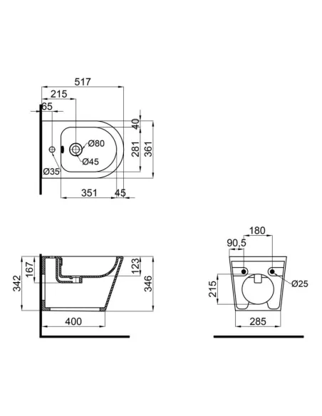 Біде підвісне Q-Tap Scorpio QT1455053FW White, 515x360x345 мм - 2