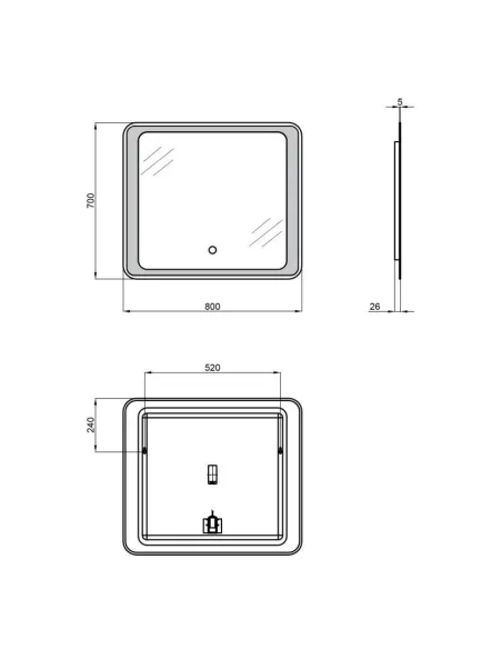 Дзеркало для ванної кімнати Q-Tap Leo QT117814187080W, з LED - підсвічуванням - 2