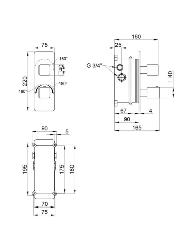 Змішувач для душу прихованого монтажу Q-Tap Votice QTVOT65T105NGC Chrome - 2