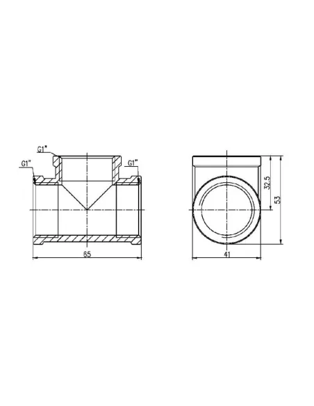 Тройник латунный SD Forte ВВ SF36125 1 дюйм - 2