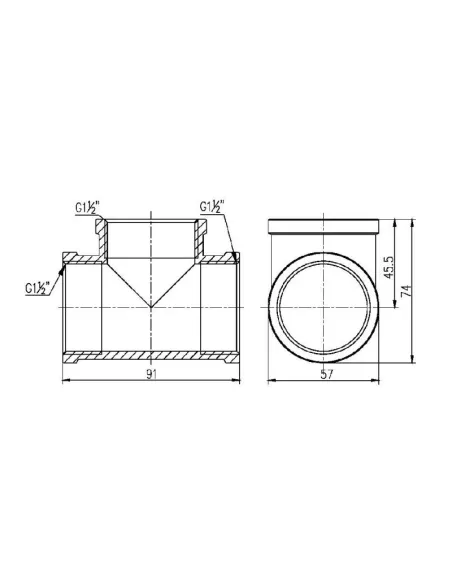 Тройник латунный SD Forte ВВ SF36140 1 1/2 дюйма - 2 Тройник латунный SD Forte ВВ SF36140 1 1/2 дюйма - 2