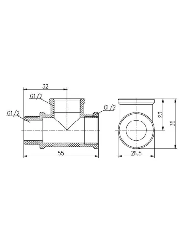 Тройник латунный SD Forte ВВН SF36315 1/2 дюйма - 2