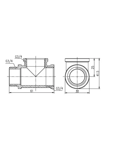 Тройник латунный SD Forte ВВН SF36320 3/4 дюйма - 2