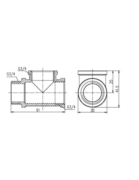 Тройник латунный SD Forte ВВН SF36320 3/4 дюйма - 2