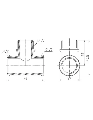 Тройник латунный SD Forte ВНВ SF36415 1/2 дюйма - 2