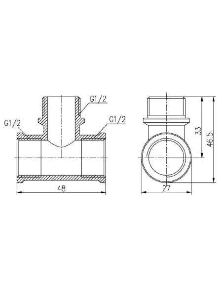 Тройник латунный SD Forte ВНВ SF36415 1/2 дюйма - 2 Тройник латунный SD Forte ВНВ SF36415 1/2 дюйма - 2