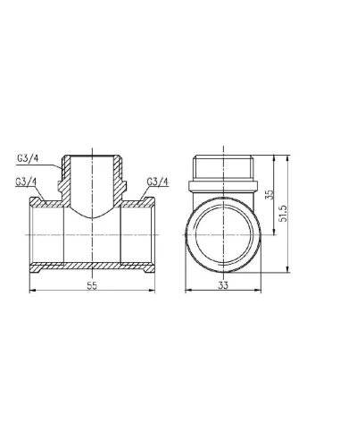 Тройник латунный SD Forte ВНВ SF36420 3/4 дюйма - 2