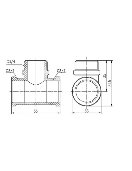 Тройник латунный SD Forte ВНВ SF36420 3/4 дюйма - 2 Тройник латунный SD Forte ВНВ SF36420 3/4 дюйма - 2