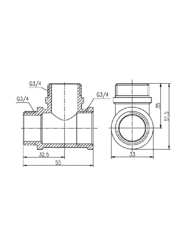 Тройник латунный SD Forte ВНН SF36520 3/4 дюйма - 2