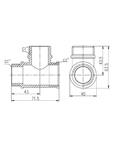 Тройник латунный SD Forte ВНН SF36525 1 дюйм - 2