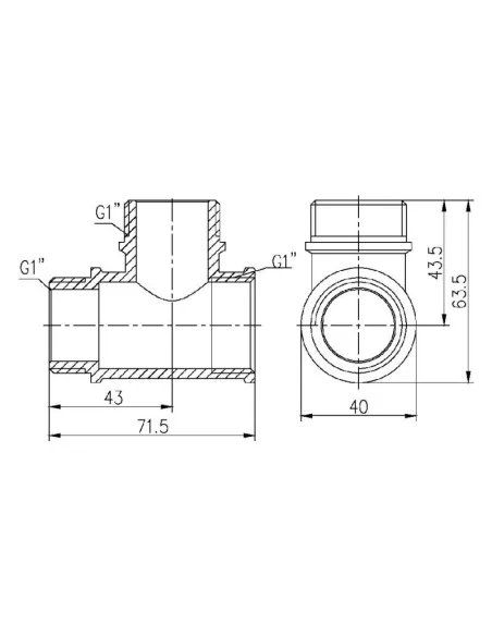 Тройник латунный SD Forte ВНН SF36525 1 дюйм - 2