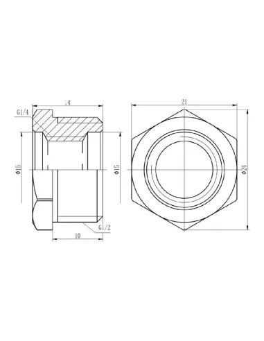 Футорка латунная SD Forte НВ SF374156 1/2 х 1/4 дюйма - 2