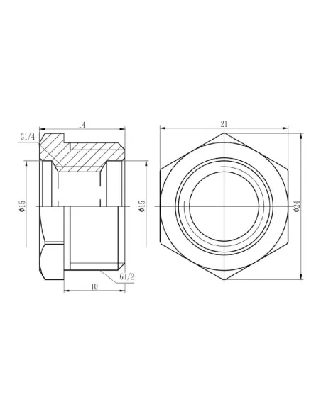 Футорка латунная SD Forte НВ SF374156 1/2 х 1/4 дюйма - 2 Футорка латунная SD Forte НВ SF374156 1/2 х 1/4 дюйма - 2