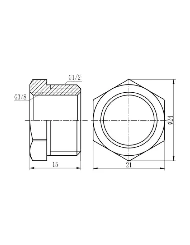 Футорка латунная SD Forte НВ SF374159 1/2 х 3/8 дюйма - 2
