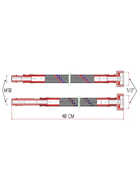 Шланг для подвода воды SD Forte М10 SF380W40 нержавеющая сталь, 0,4 м (пара) - 2