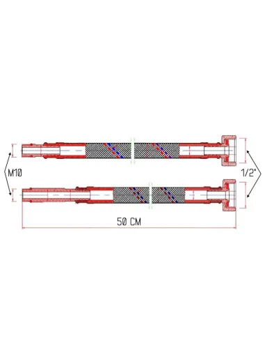 Шланг для подвода воды SD Forte М10 SF380W50 нержавеющая сталь, 0,5 м (пара) - 2
