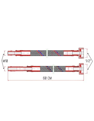 Шланг для подвода воды SD Forte М10 SF380W60 нержавеющая сталь, 0,6 м (пара) - 2