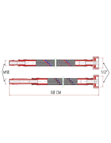 Шланг для подвода воды SD Forte М10 SF380W60 нержавеющая сталь, 0,6 м (пара) - 2
