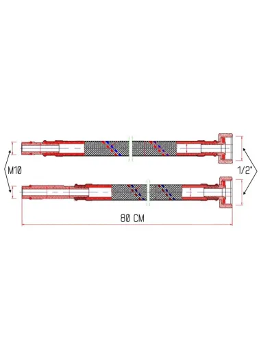 Шланг для подвода воды SD Forte М10 SF380W80 нержавеющая сталь, 0,8 м (пара) - 2