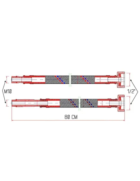 Шланг для подвода воды SD Forte М10 SF380W80 нержавеющая сталь, 0,8 м (пара) - 2