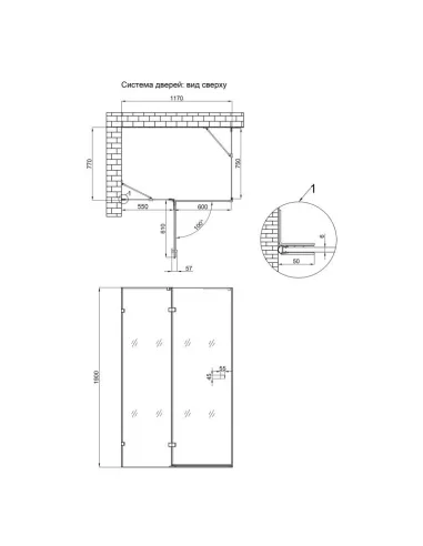 Душова кабіна без піддону Q-Tap Capricorn CRM10128RC6 Clear, покриття CalcLess - 2