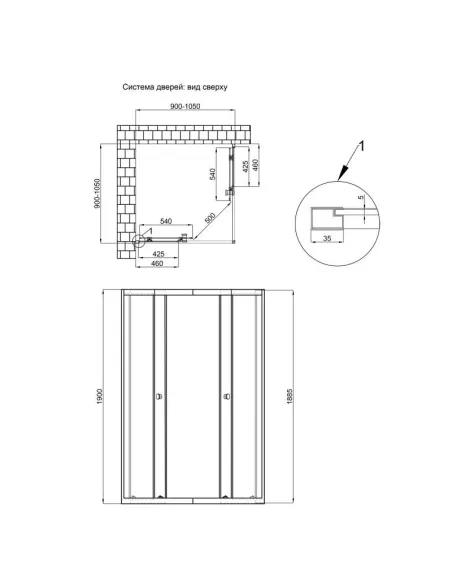 Душова кабіна без піддону Q-Tap Pisces CRM109 - 11SP5 Pear, квадратна - 2
