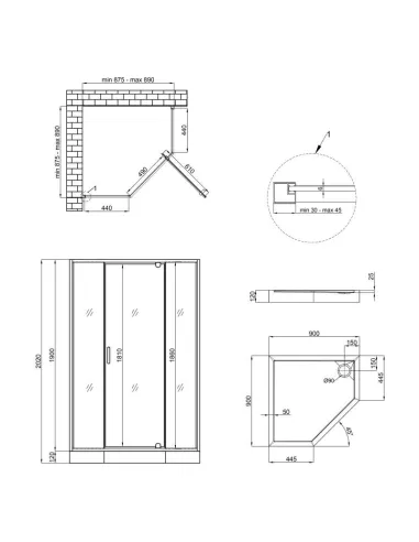 Душевая кабина с поддоном Q-Tap Leo CRM10995-AC6 Clear, пятиугольная - 2