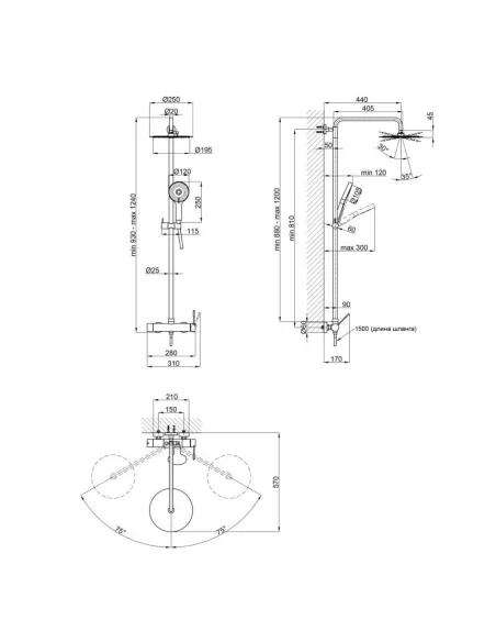 Душевая система из нержавеющей стали Q-Tap Scorpio QTSCO51105OGB Black Matt - 2