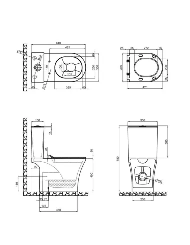 Унитаз компакт безободковый Q-Tap Presto Rimless QT24221217AW, сиденье Soft-close - 2