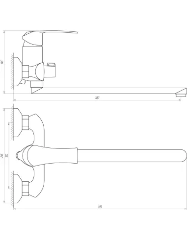 Смеситель для ванны с длинным изливом Domino Ellipse DCC-208, душевой набор - 5