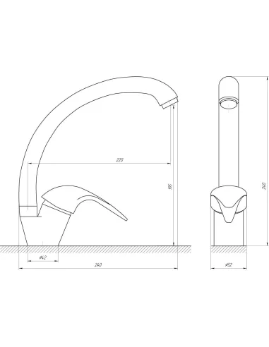Смеситель для кухни однорычажный Ecomix Energo E-GEZ-103S-WH, хром - 5