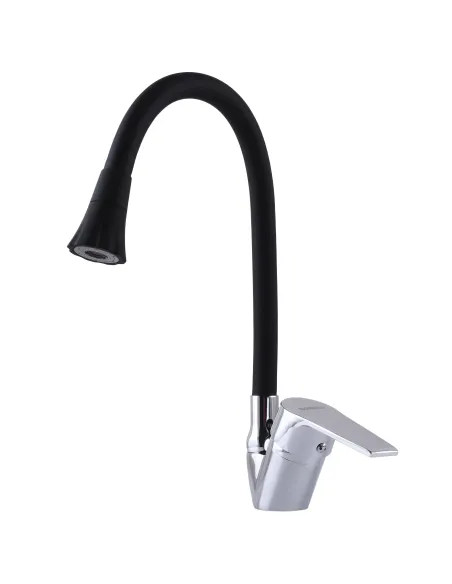 Смеситель для кухни с гибким изливом Domino Blitz DBC-203SA-B01 с насадкой - 1