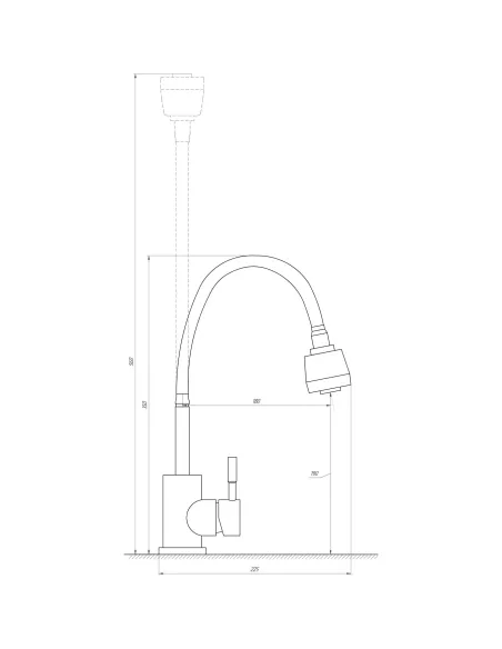 Смеситель для кухни с гибким изливом Globus Lux Alpen SBT1-G203S, латунь - 2