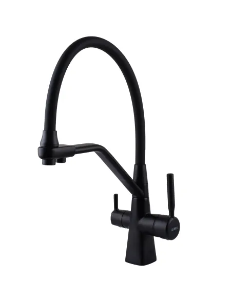 Смеситель для кухни с подключением к фильтру Globus Lux Lazer GLLR-0700-L-10-01, черный гофроизлив - 1