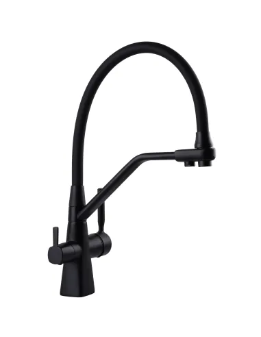 Смеситель для кухни с подключением к фильтру Globus Lux Lazer GLLR-0700-L-10-01, черный гофроизлив - 4